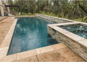 lap pool with water spouts